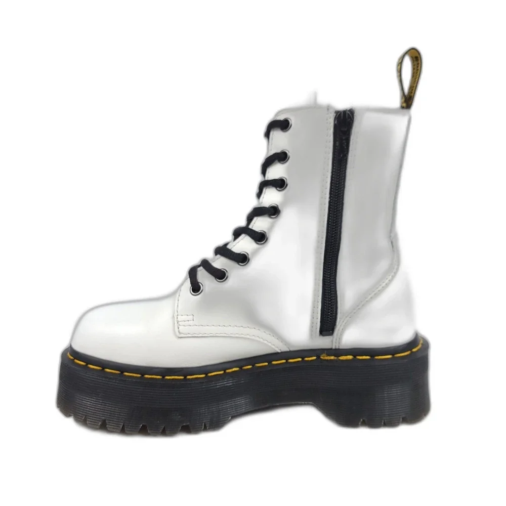 Dr. Martens Jadon Platform White Patent Leather Combat Boots Womens 6 90s Grunge
